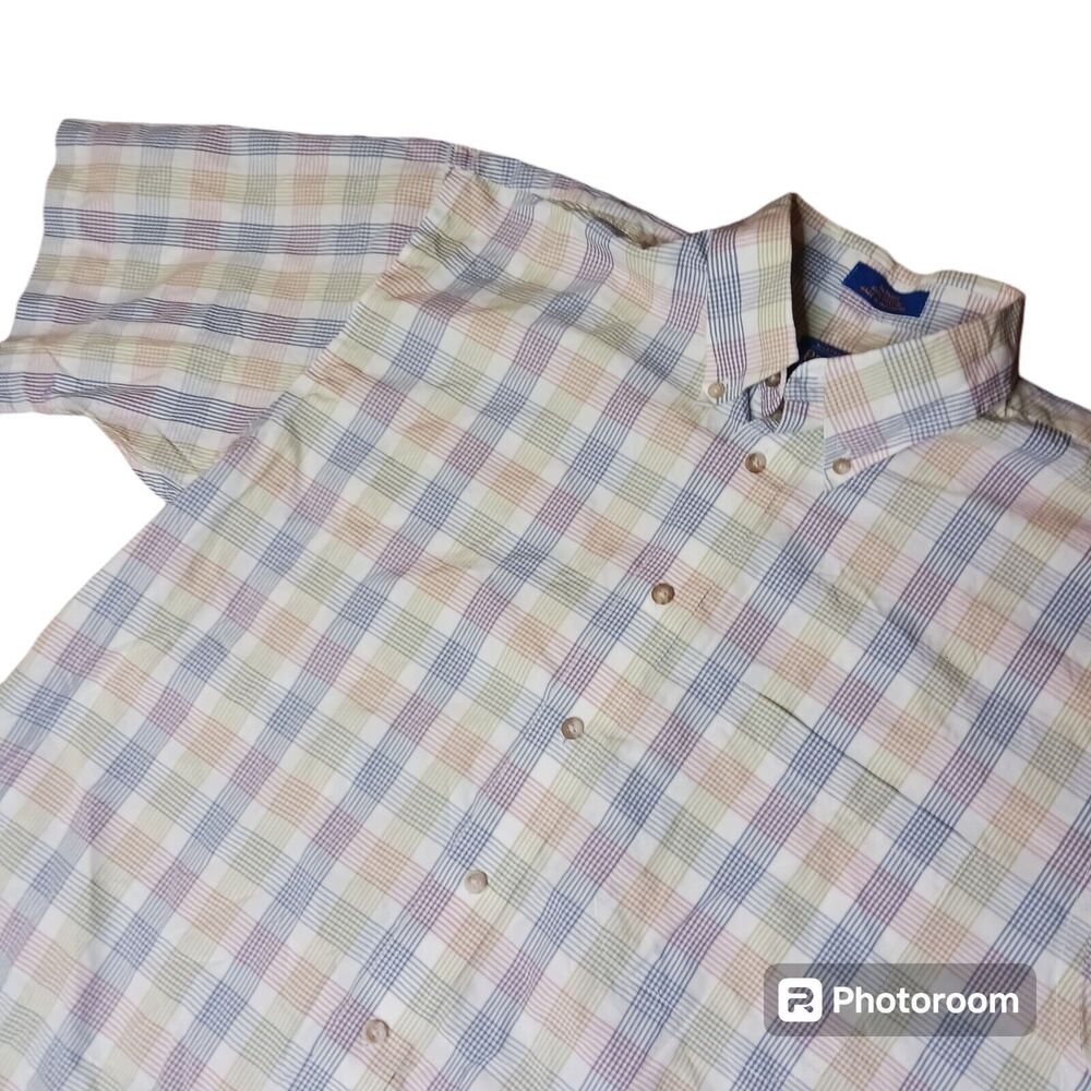 Pendleton Men's Large Multi Color Plaid Short Sleeve Button Front‎ Shirt Cotton